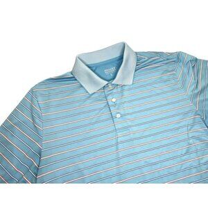 Brooks Brothers Men's Large Light Blue Striped Performance Golf Polo
